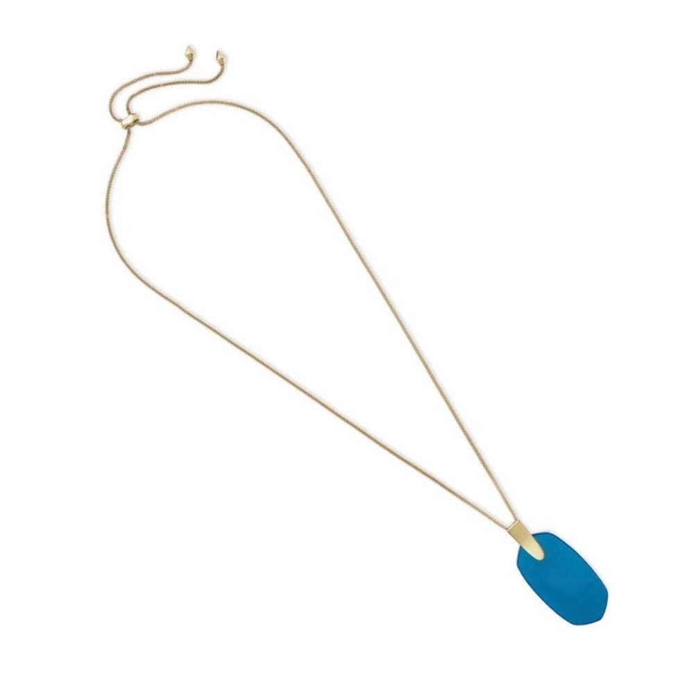 NWT Kendra Scott Inez Gold Necklace Teal Agate